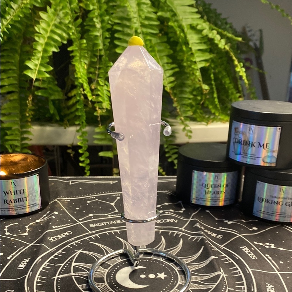 Rose Quartz Crystal Tower with Stand